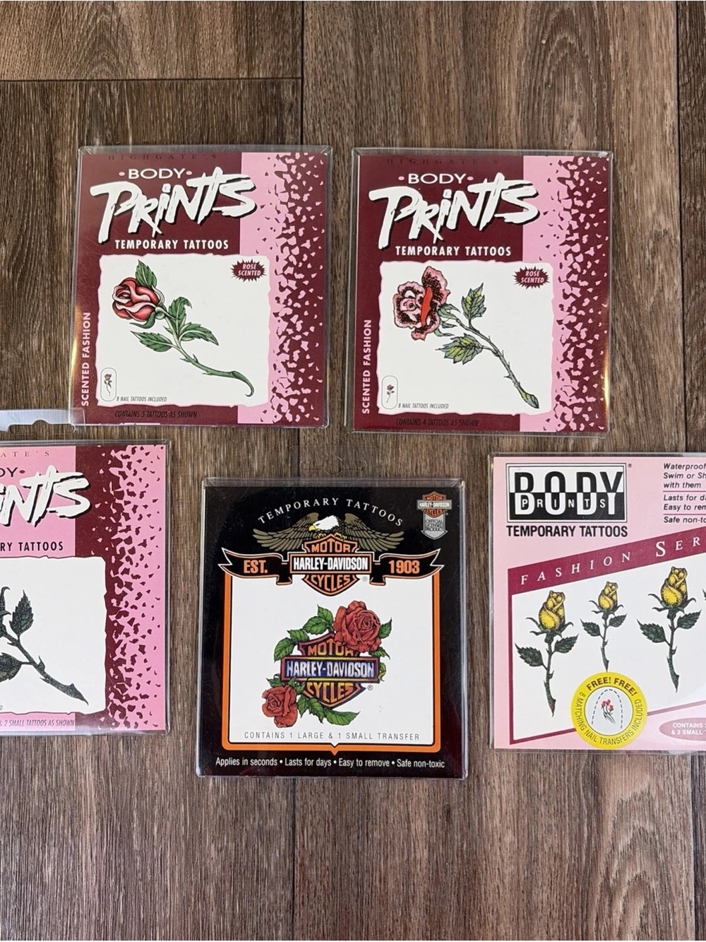Body Prints Temporary Rose Tattoo Set - Pink & Red Floral Designs